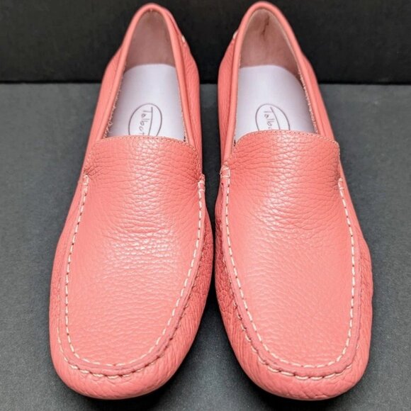 Talbots Pink Ashton Geranium Leather Loafers Pebble Women's Size 8 Flats Shoes - Picture 2 of 7